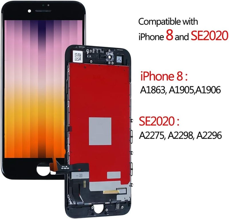 Ayake for iPhone 8/SE 2020 Screen Replacement Black, Full Assembly Retina LCD Touch Digitizer with Repair Tools for iPhone 8 SE2 A2275, A2298, A2296 - Image 4